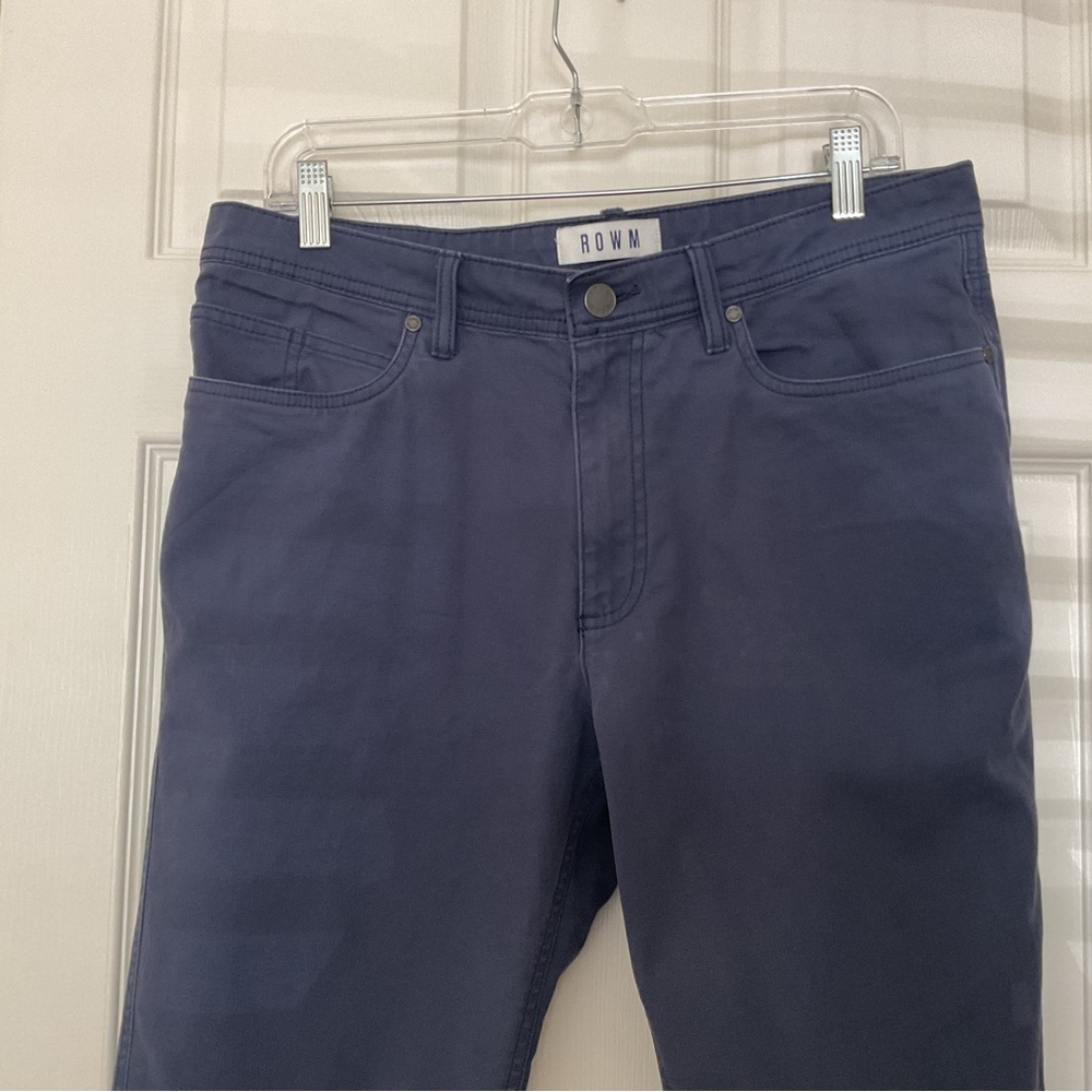 ROWM 5 Pocket Denim Blue Stretch Straight Leg Chino Pants 34 x 30